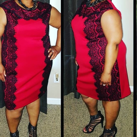 Red and black lace dress - Picture 1 of 3